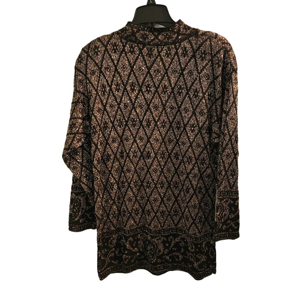❤️‍ VINTAGE Pierre Cardin 70s or 80s Black & Gold Mock Neck Sweater Size Large